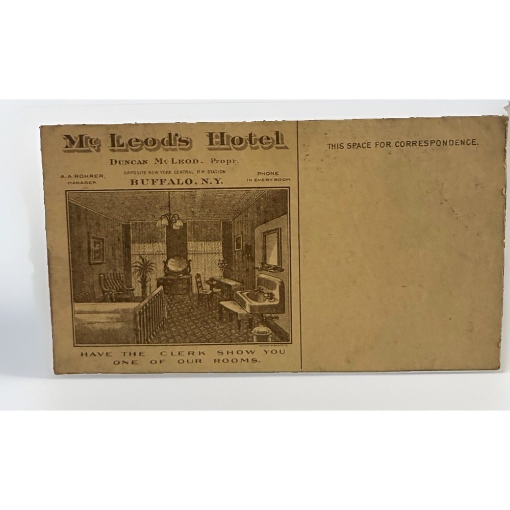 Buffalo New York NY McLeod's Hotel c1910 Vintage Postcard